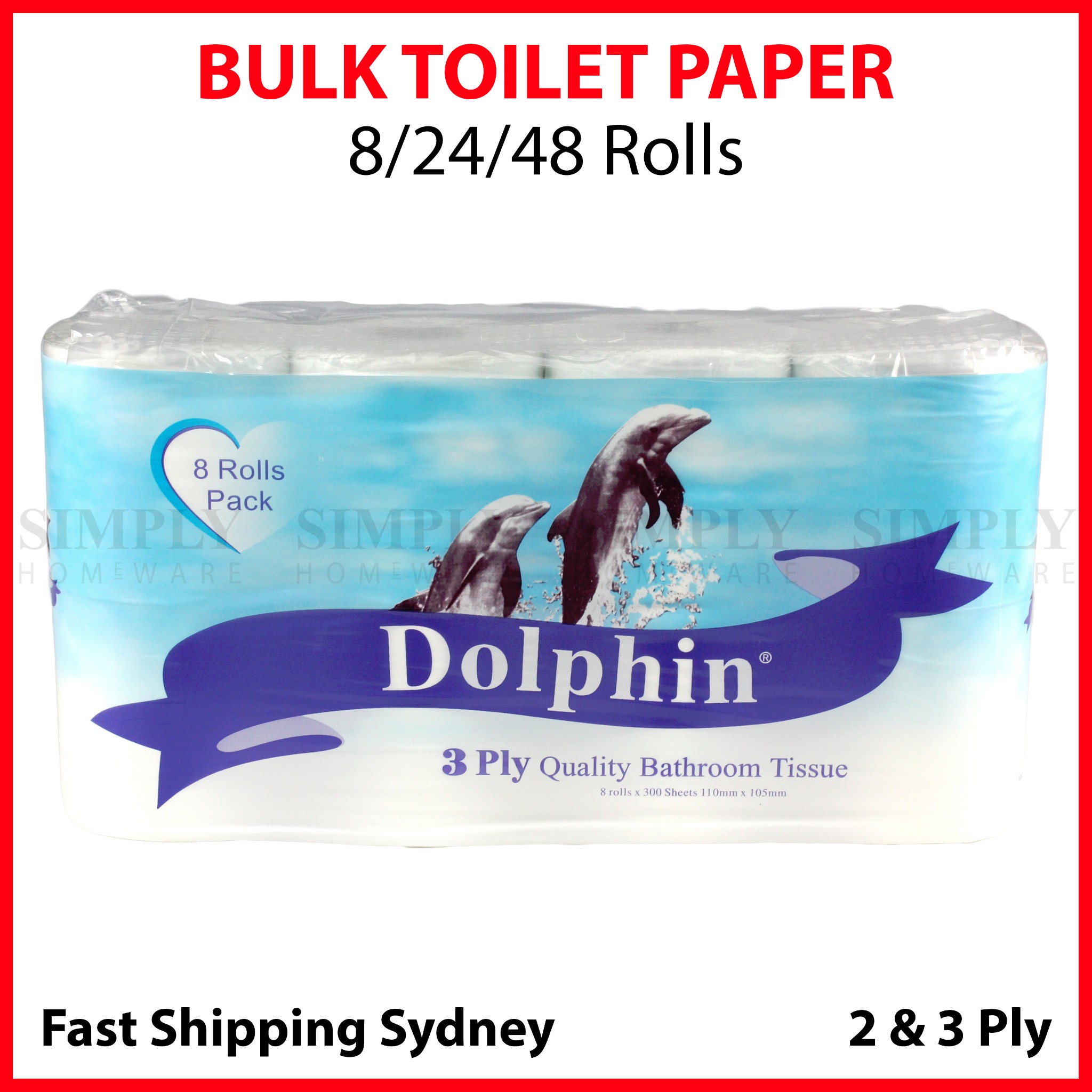 Toilet Paper Bulk 48 Rolls Bathroom White Soft 2 & 3 Ply Roll