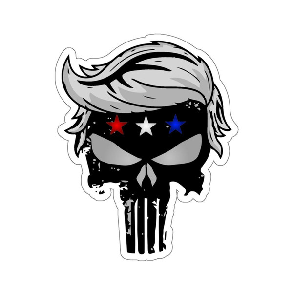 4 Sizes Donald Trump Punisher Patriotic American Flag RWB Kiss-Cut Stickers USA