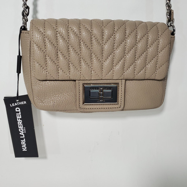 Karl Lagerfeld Paris Leather Quilted Crossbody Chain Link Handbag Bag Purse | eBay
