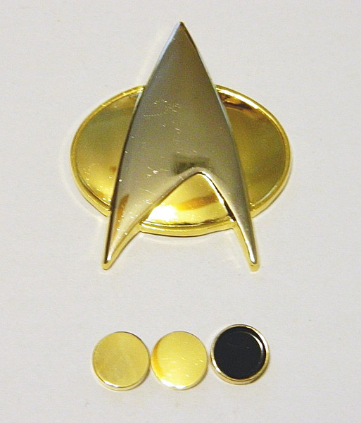 Star Trek Next Generation Metal Communicator Pin /& Rank Pip Set of 6 Gift Box