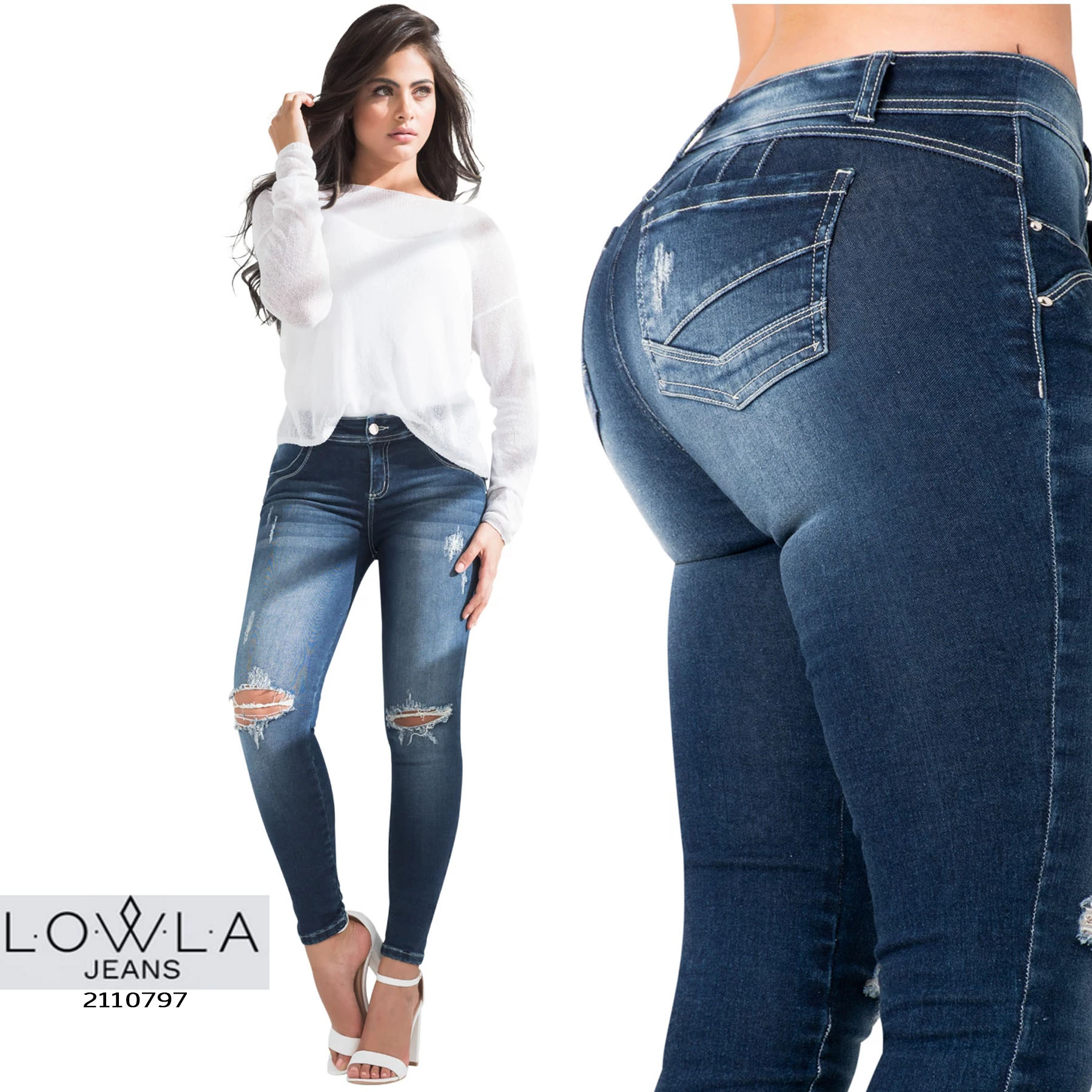 Colombian Design High Waist Butt Lift Jeans Colombiano Lowla 217988 Levanta Cola