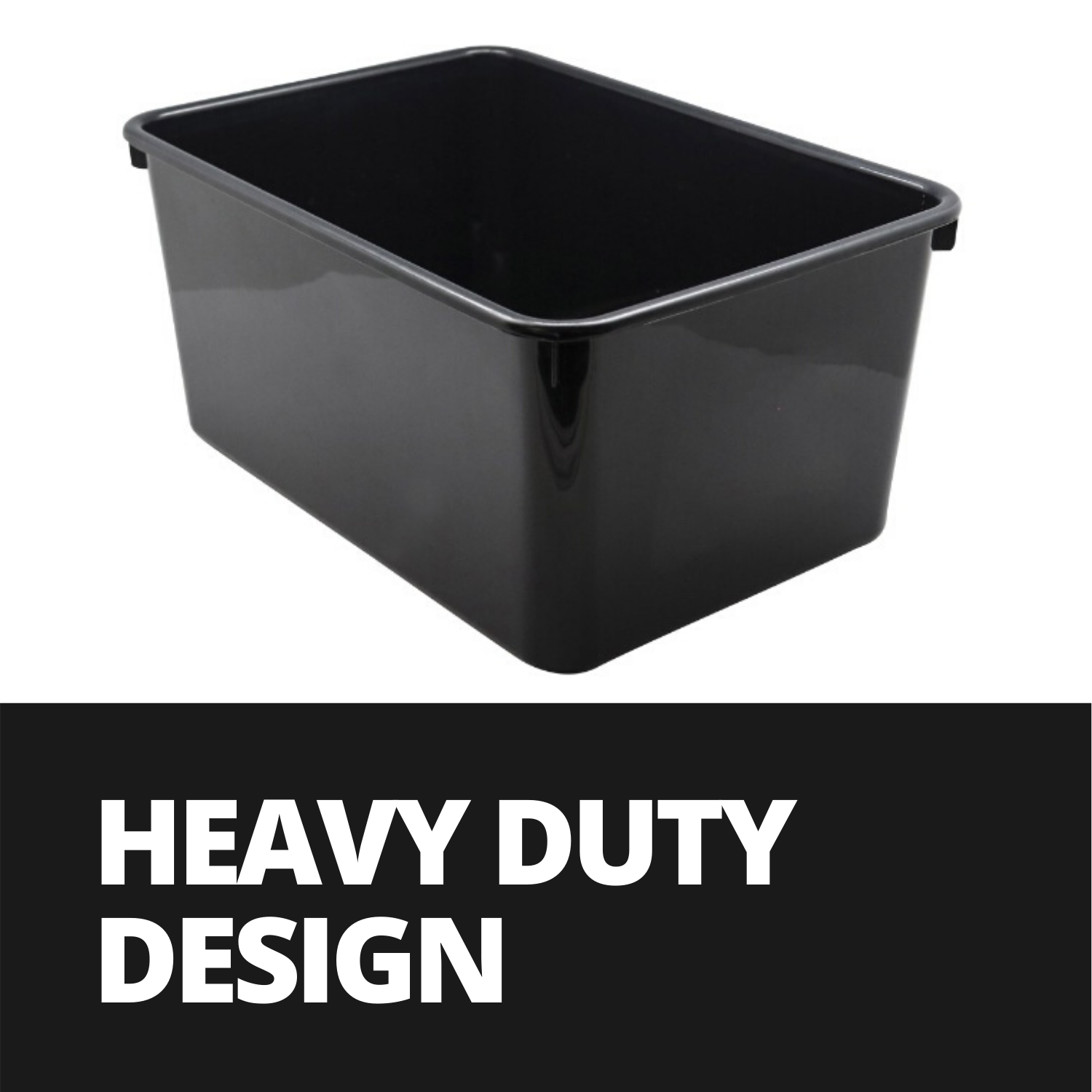 5 x 20L Heavy Duty BLACK Plastic Storage Tubs Crate