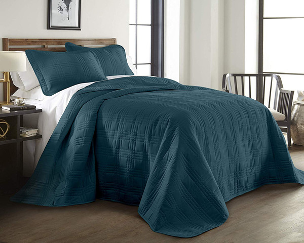 Queen Cal King Bed Teal Blue Plaid, Bedspread For California King Bed