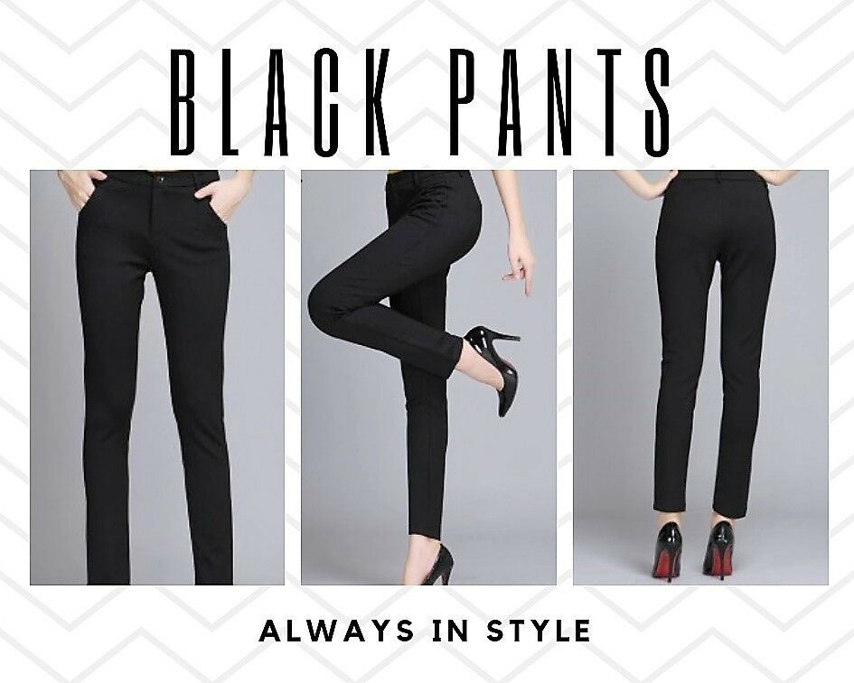 Women's Petite Black Pants Casual Office Work Wear Slim Elegant Ladies  Trousers | eBay