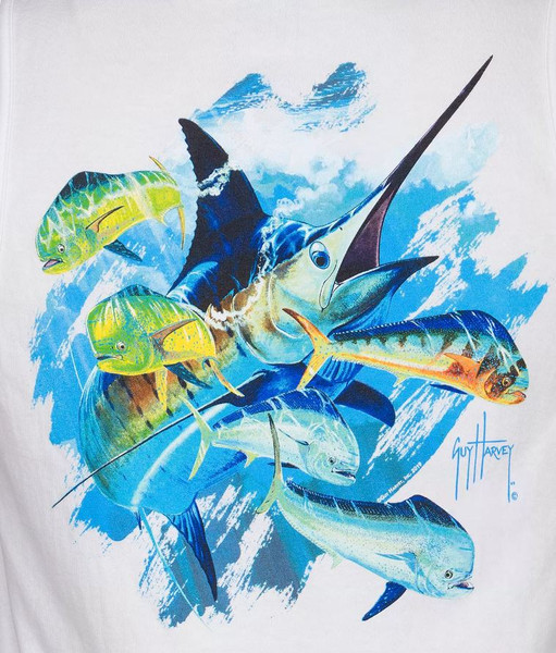 Guy Harvey Men's Camo Fishing Sun Protection Long Sleeve Shirt Sea Marlin
