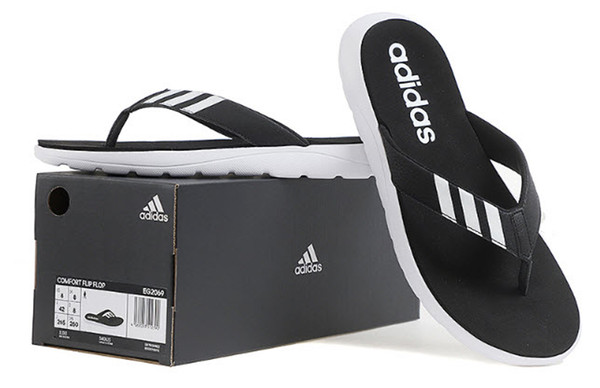 Adidas Men Comfort Slipper Black White 