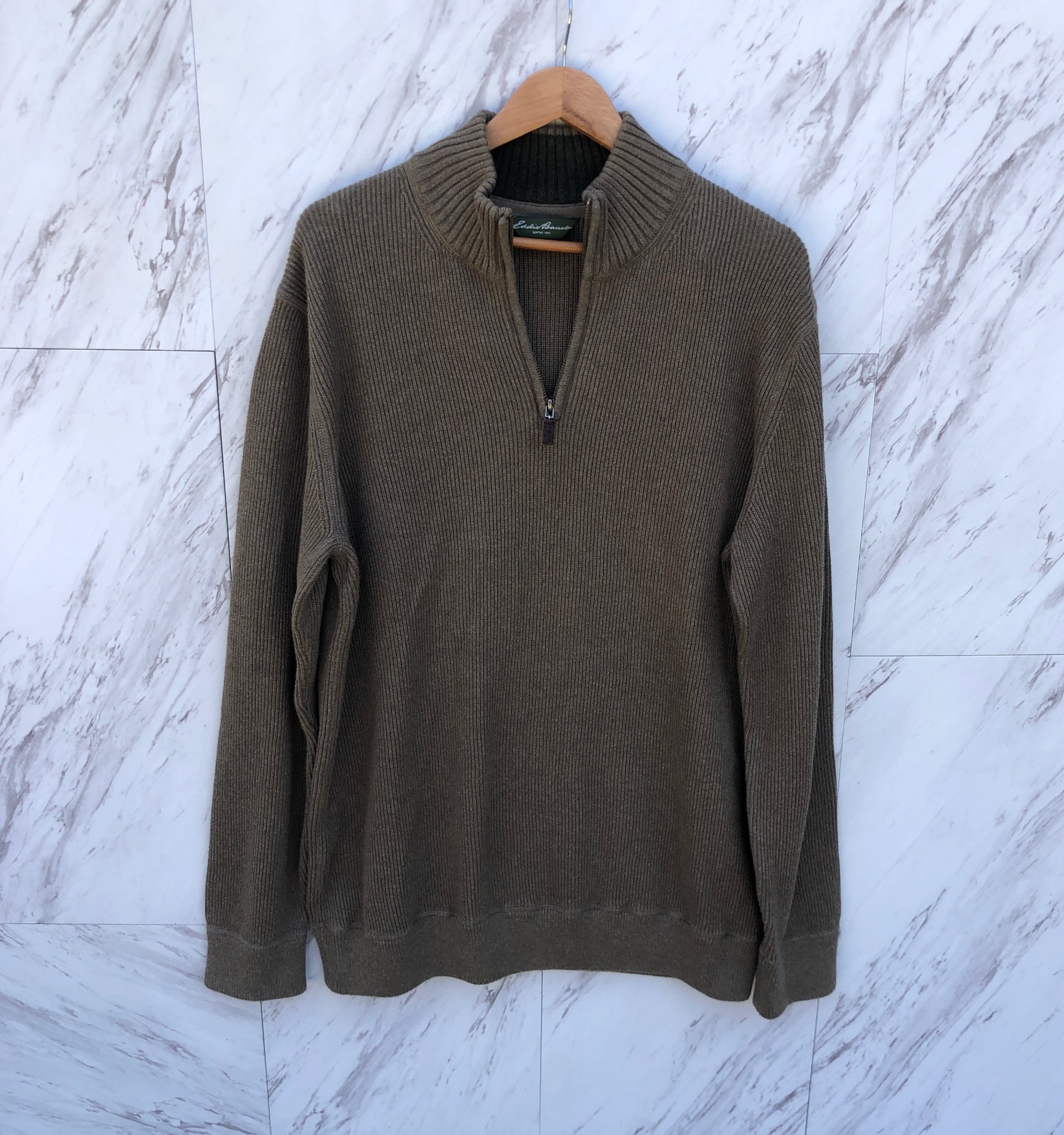 Eddie Bauer Men's Half Zip Mock Turtleneck Taupe Sweater 2XLT | eBay