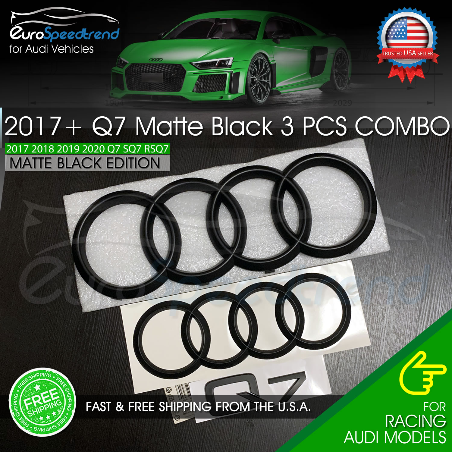 Audi 2017-2023 Q7 Matte Black Rings Combo Set
