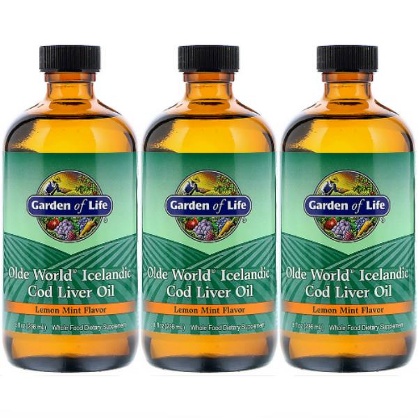 3 Packs Garden Of Life Olde World Icelandic Cod Liver Oil Lemon