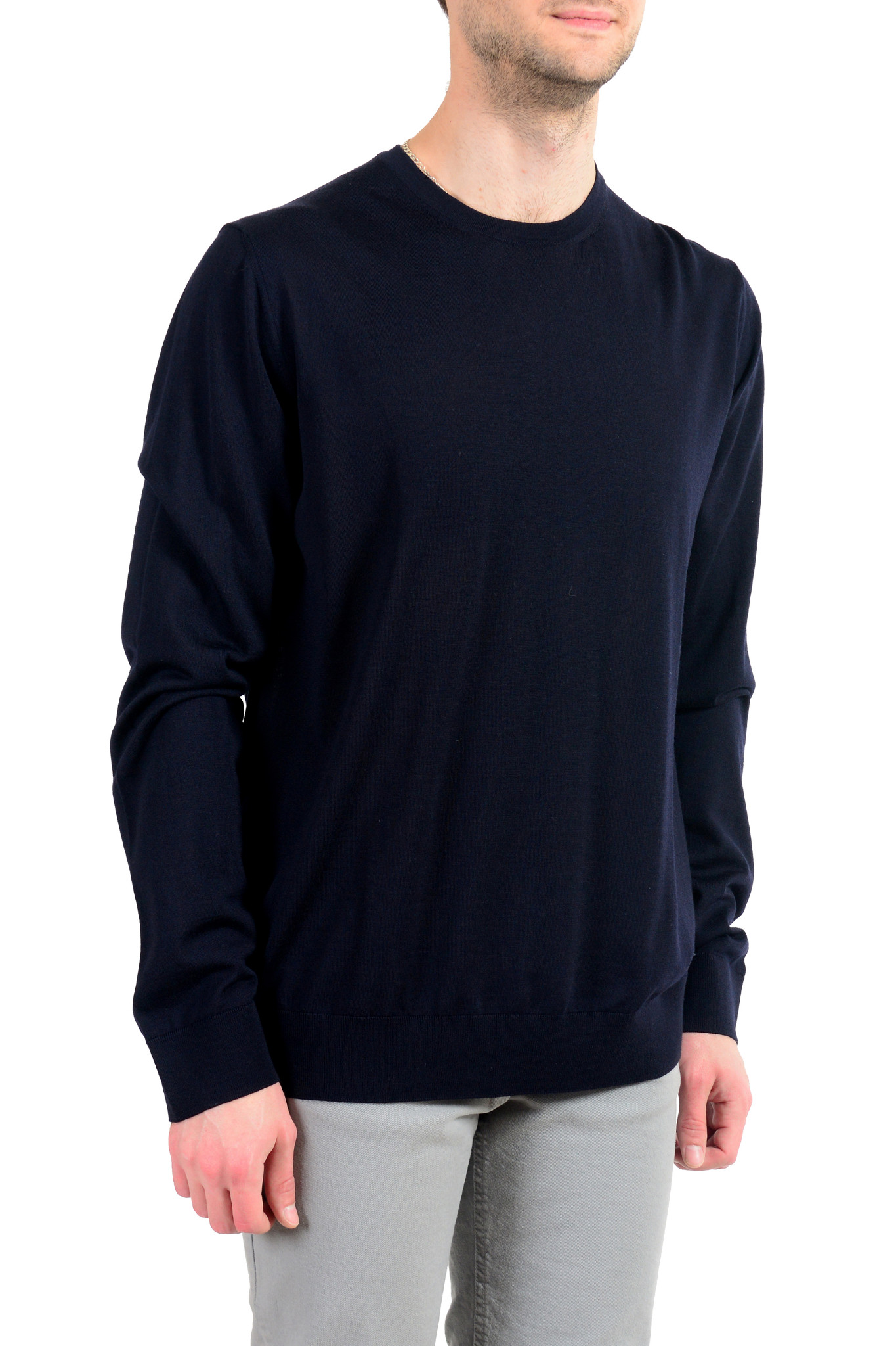 Versace Men's 100% Wool Navy Blue Crewneck Pullover Sweater US 2XL IT ...