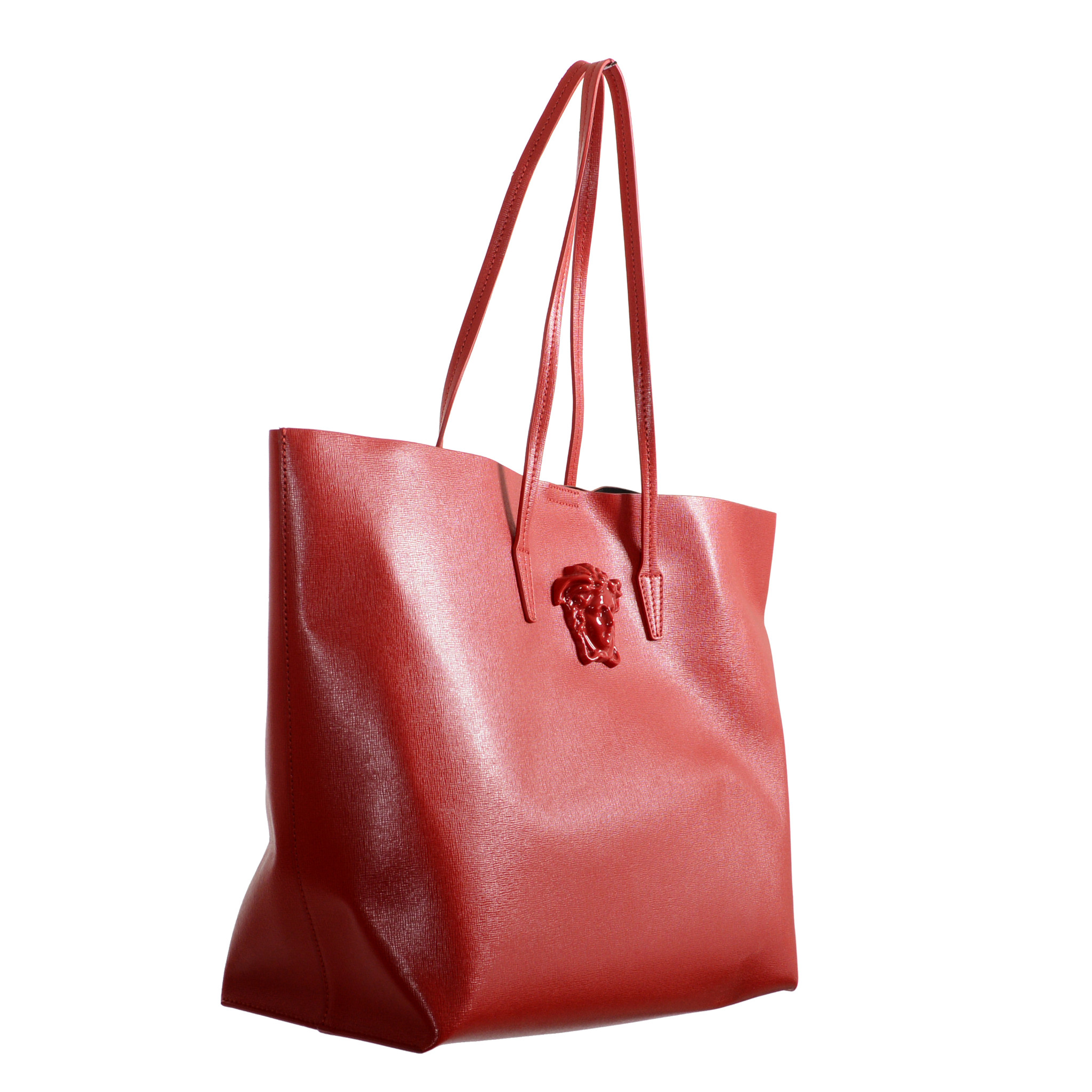 Versace Women&#39;s Red Saffiano Leather Medusa Tote Handbag Shoulder Bag | eBay