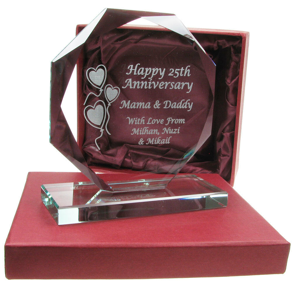 Engraved 15th Crystal Wedding Anniversary Cut Glass Gift, Anniversary