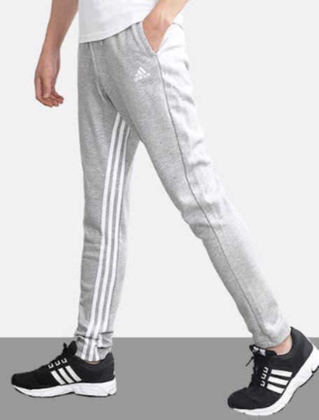gray and white adidas pants