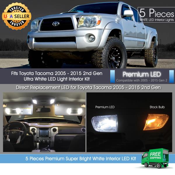 5x White Interior Led Lights Package For Toyota Tacoma 2005 2015