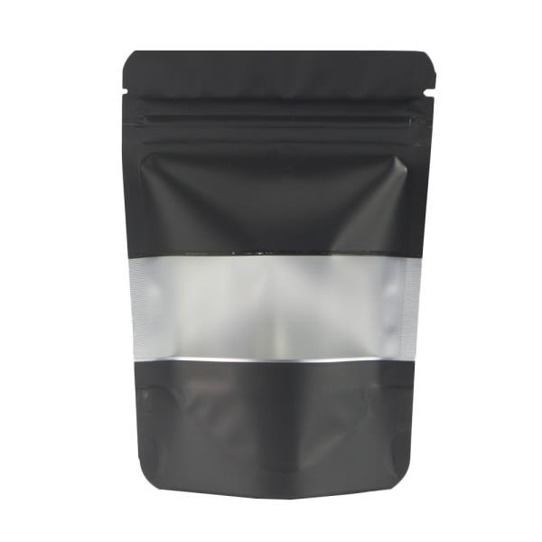 5.5 x 7.75/" Matte Black Mylar Stand-Up Bags with Clear Window 14 x 20 cm