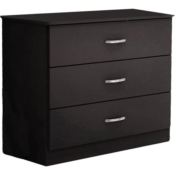 Black 3 Drawer Dresser Wooden Chest Drawers Storage Bedroom Furniture ...