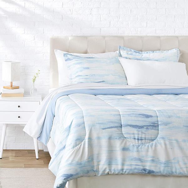 Blue White Watercolor Striped 3 pc Comforter Set Twin XL Full Queen King Bedding eBay