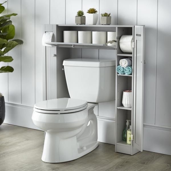 Gray Finish Over Toilet Space Saver Paper Caddy Bathroom Storage