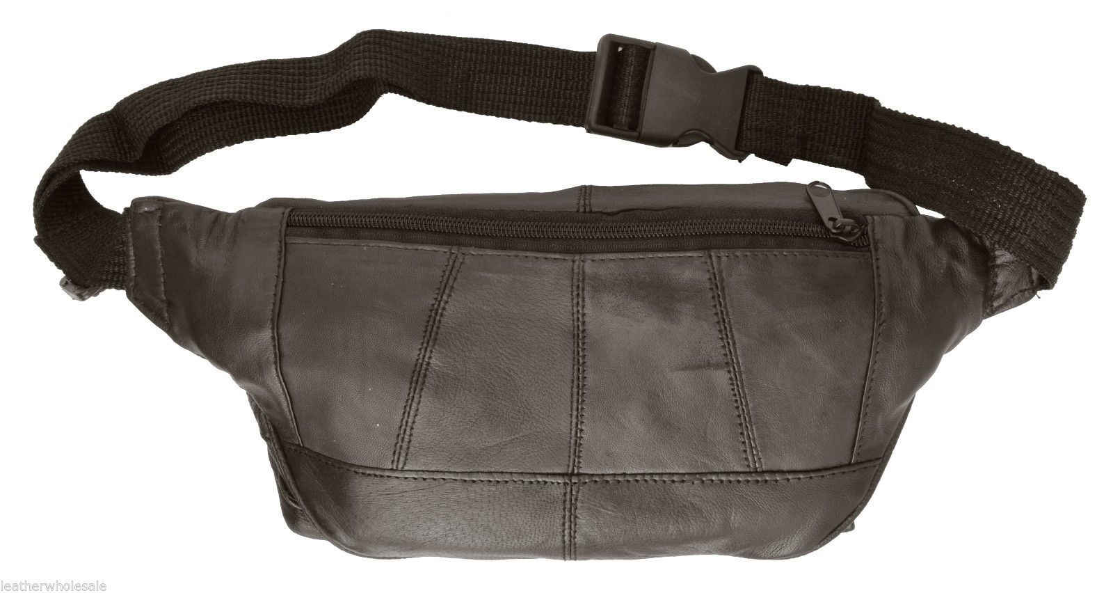 Brown Solid Leather Fanny Pack 5 Pocket Travel Waist Bag with extension ...
