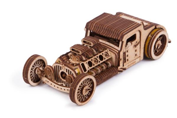 Wooden 3D Puzzle Model Kit Wood Trick Hot Rod Car Mechanical For Adult Kits Gift