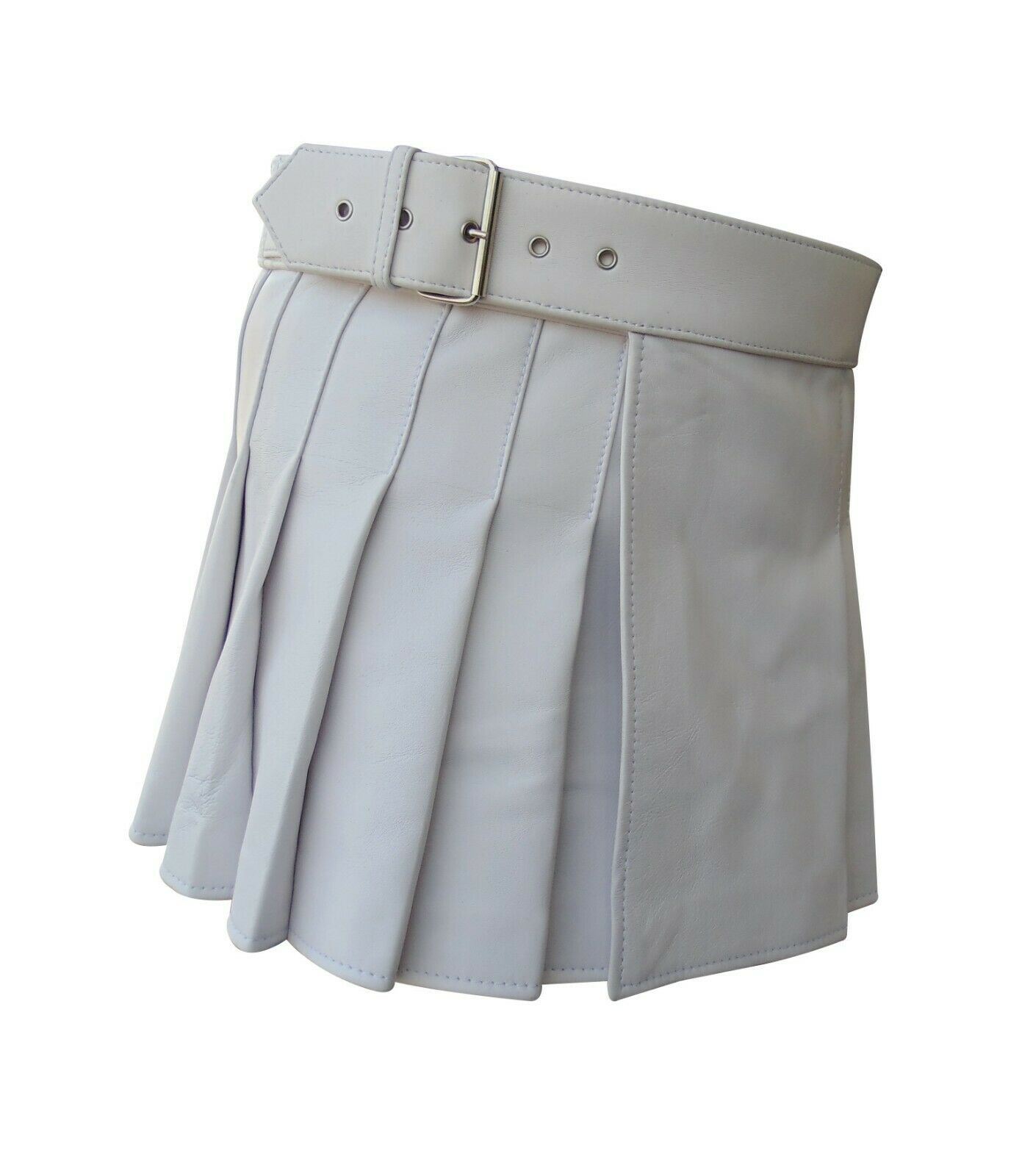 Men's Real Leather Kilt in White in Length 17 Inches | eBay