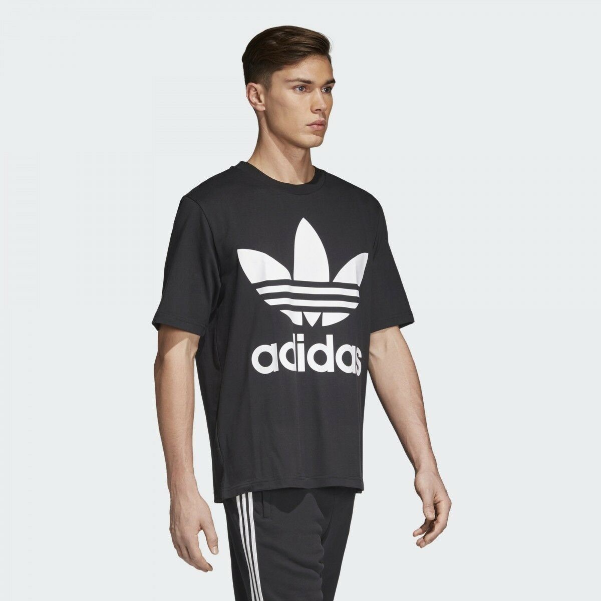 Adidas Originals Oversized Tee Trefoil Black White T-Shirt New Men CW1211 |  eBay