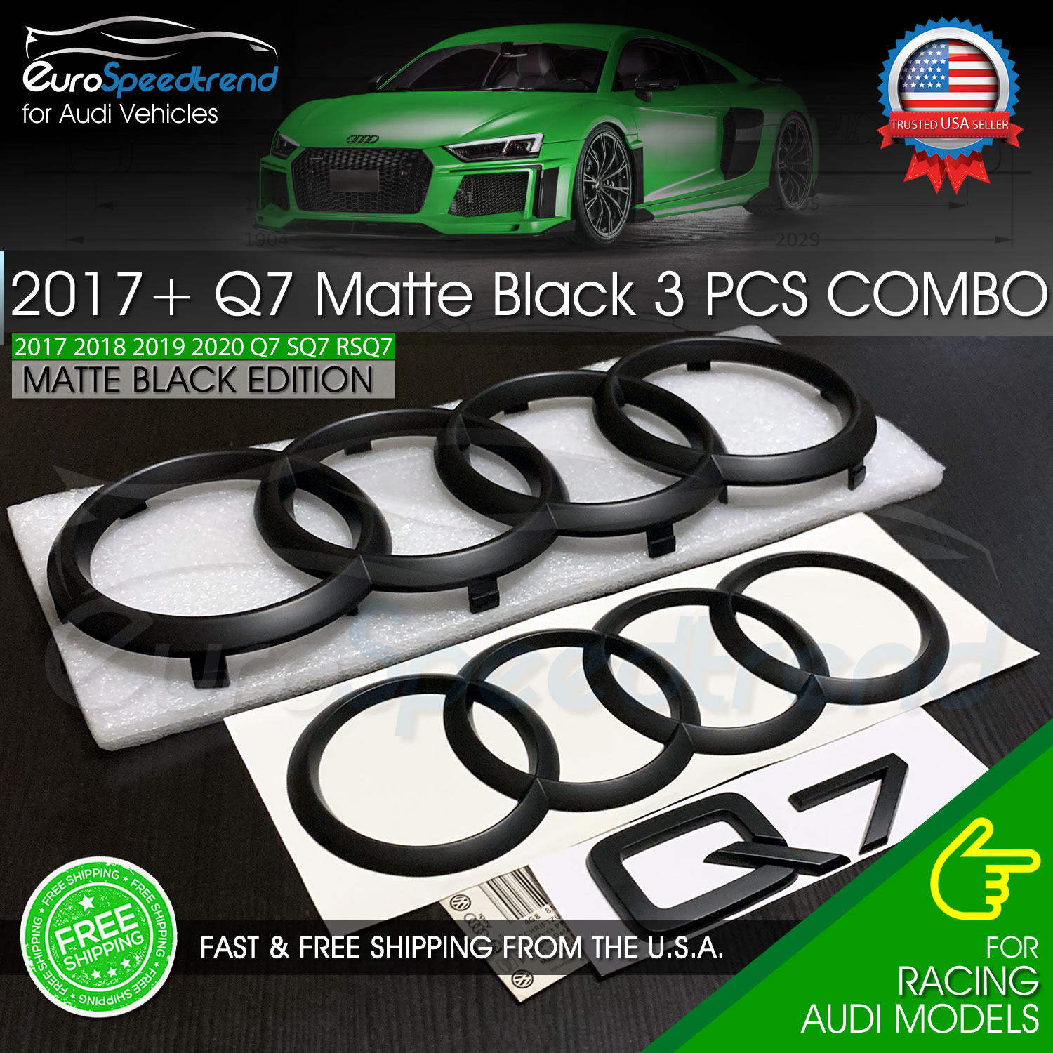 Audi 2017-2023 Q7 Matte Black Rings Set