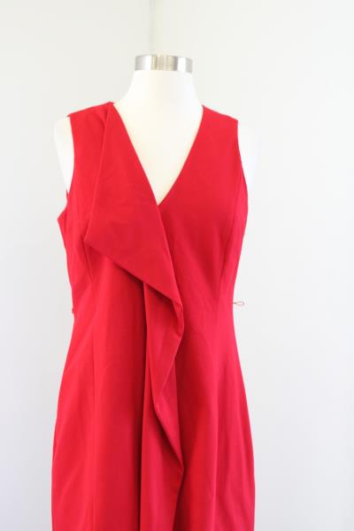calvin klein red ruffle dress