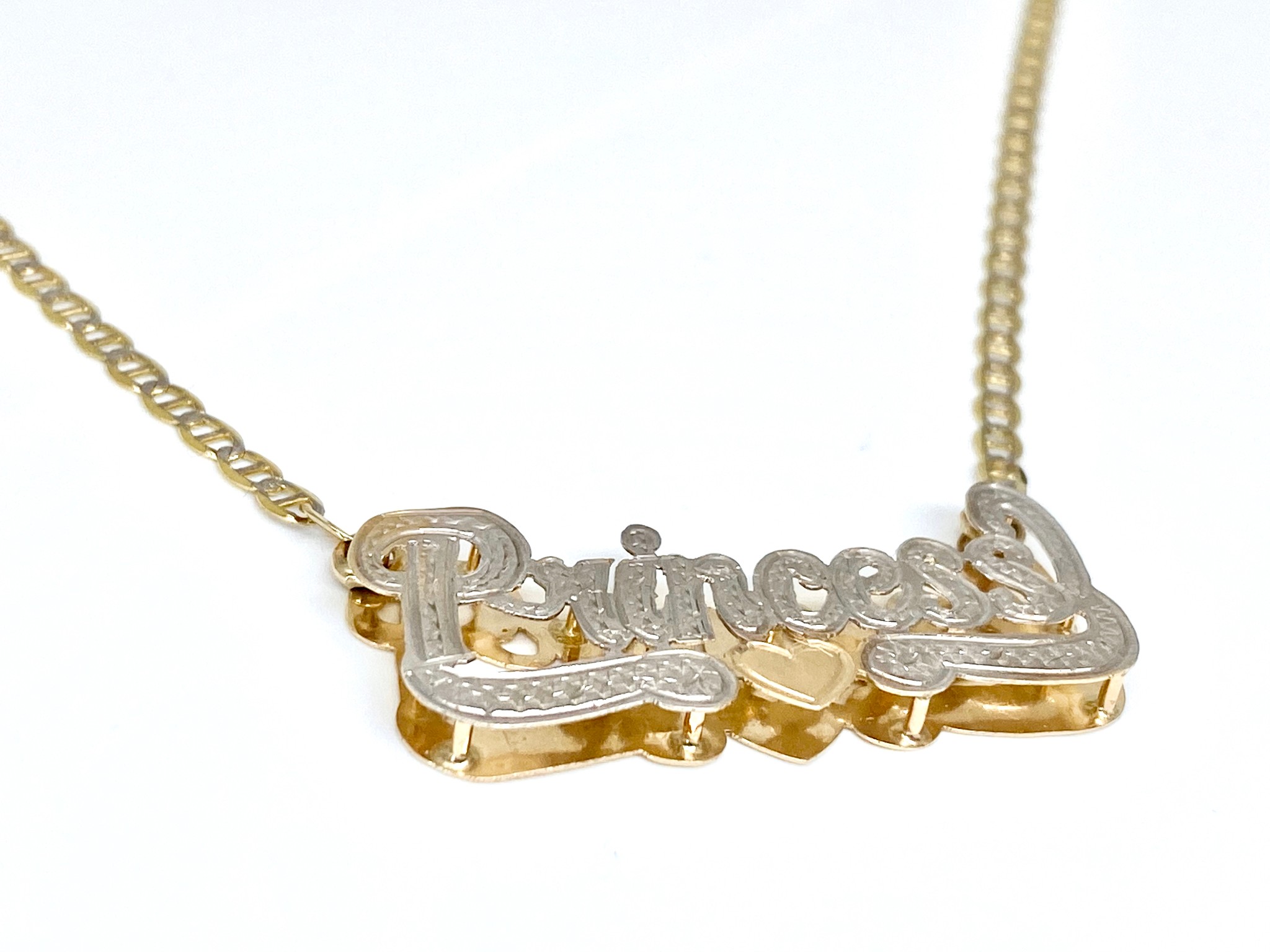 10K Real Yellow Gold Personalized Name Plate/Tag Nameplate Chain/Necklace Double | eBay