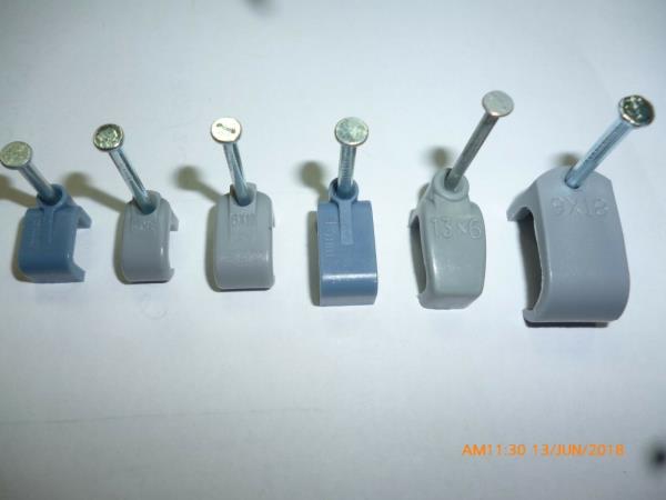Flat Cable Clips Nail Grey T&E Twin and Earth 1mm 1.5mm 2.5mm 4mm 6mm 10mm 16mm