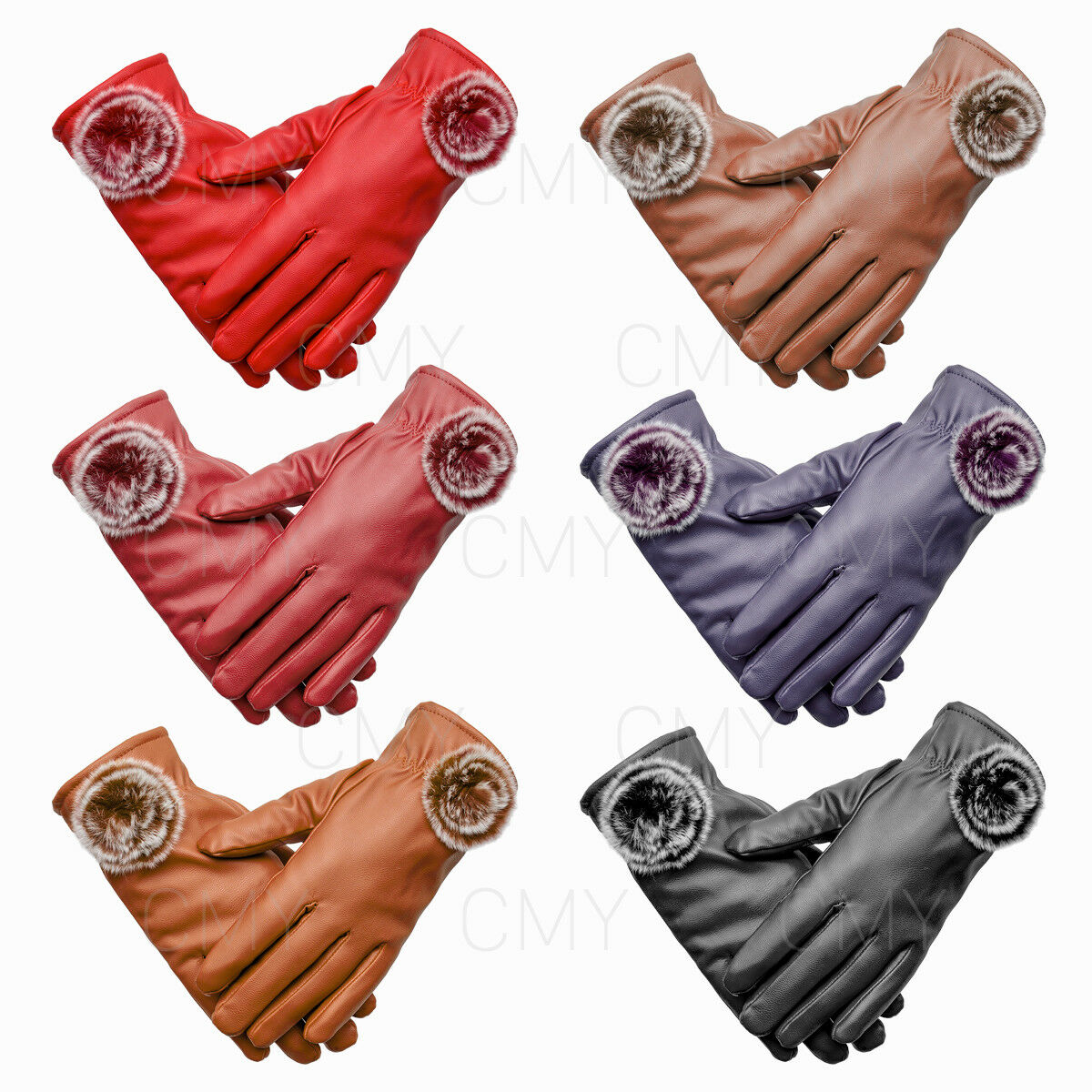 Fashion Women/'s Winter Gloves Soft Leather Warm Touch Screen Anti-Slip Mittens