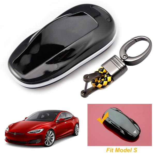 Car Key Fob Cover Genuine Leather For Tesla Model S/ X Keychain Bag Protecter