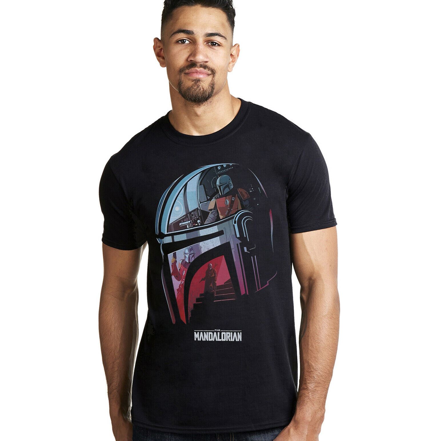 Mens Black - XXL S Helmet | T-shirt Official Mandalorian eBay Star Wars