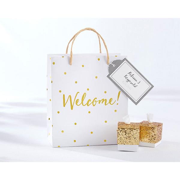 12 Gold Foil Dot Welcome Bags Bridal Shower Wedding Gift Bags