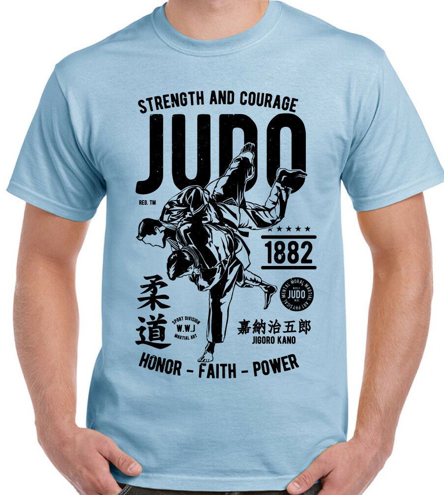 Judo Forza /& Coraggio Uomo Arti Marziali T-Shirt Mma Allenamento
