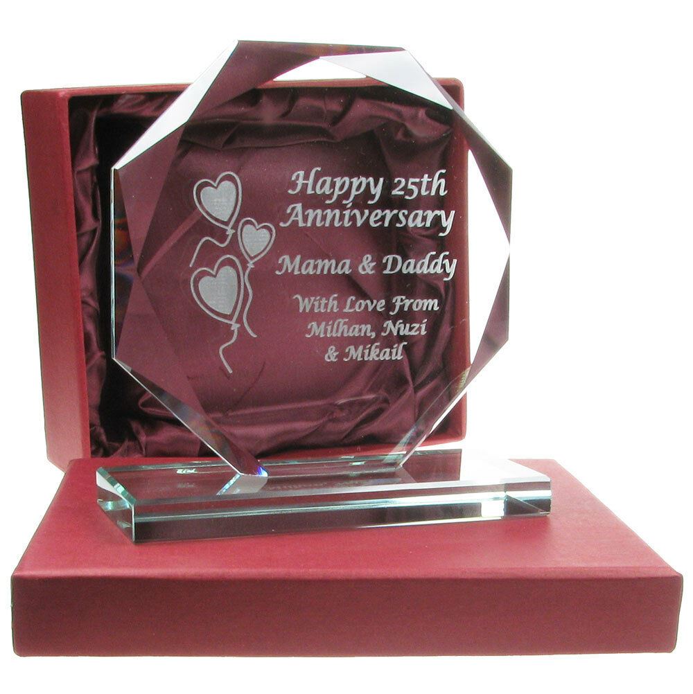 Engraved 15th Crystal Wedding Anniversary Cut Glass Gift, Anniversary