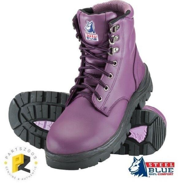 steel blue purple boots