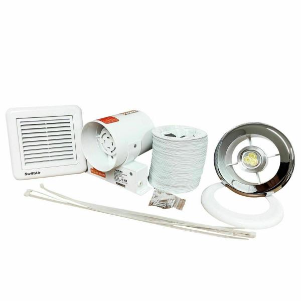 Manrose Shower Light Extractor Fan Kit Chrome 100mm Screwfix