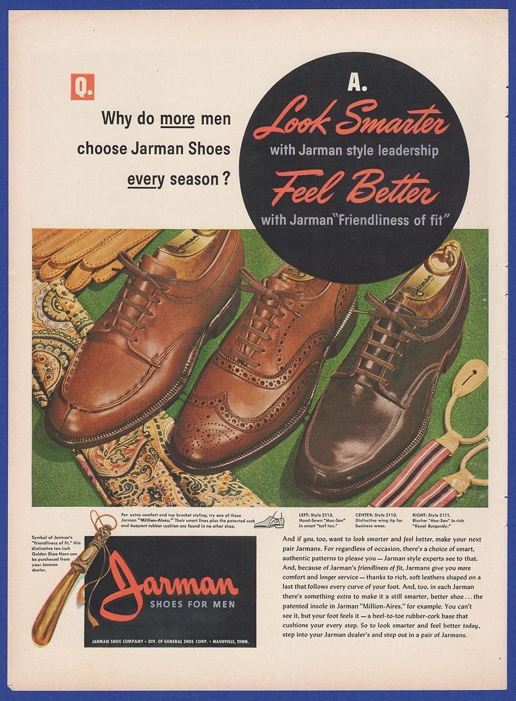 Vintage 1947 JARMAN Shoes for Men Fashion Nashville TN 1940's Magazine ...