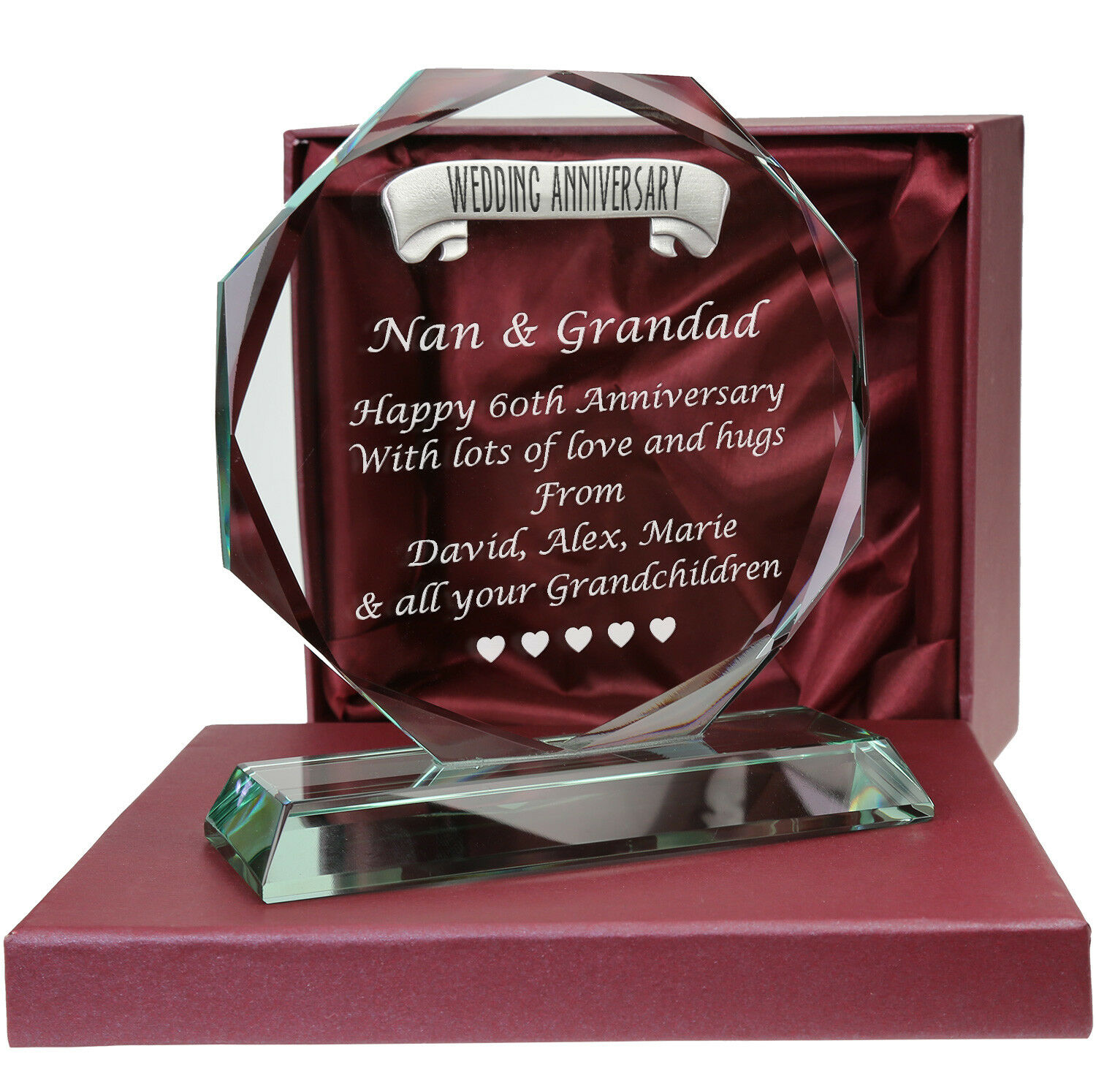Engraved Diamond 60th Wedding Anniversary Pewter Feature Glass Gift 60 Years 5060498083027 Ebay