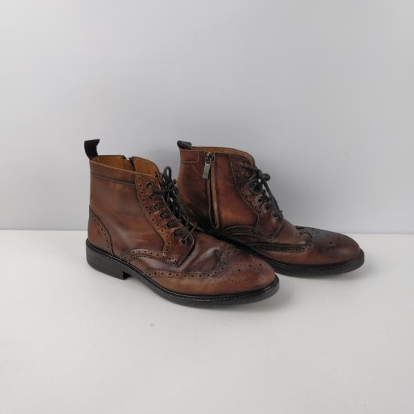 MENS MASSIMO DUTTI BROWN LEATHER BROGUE LACE UP BOOTS SHOES UK 8 EU 42 ...