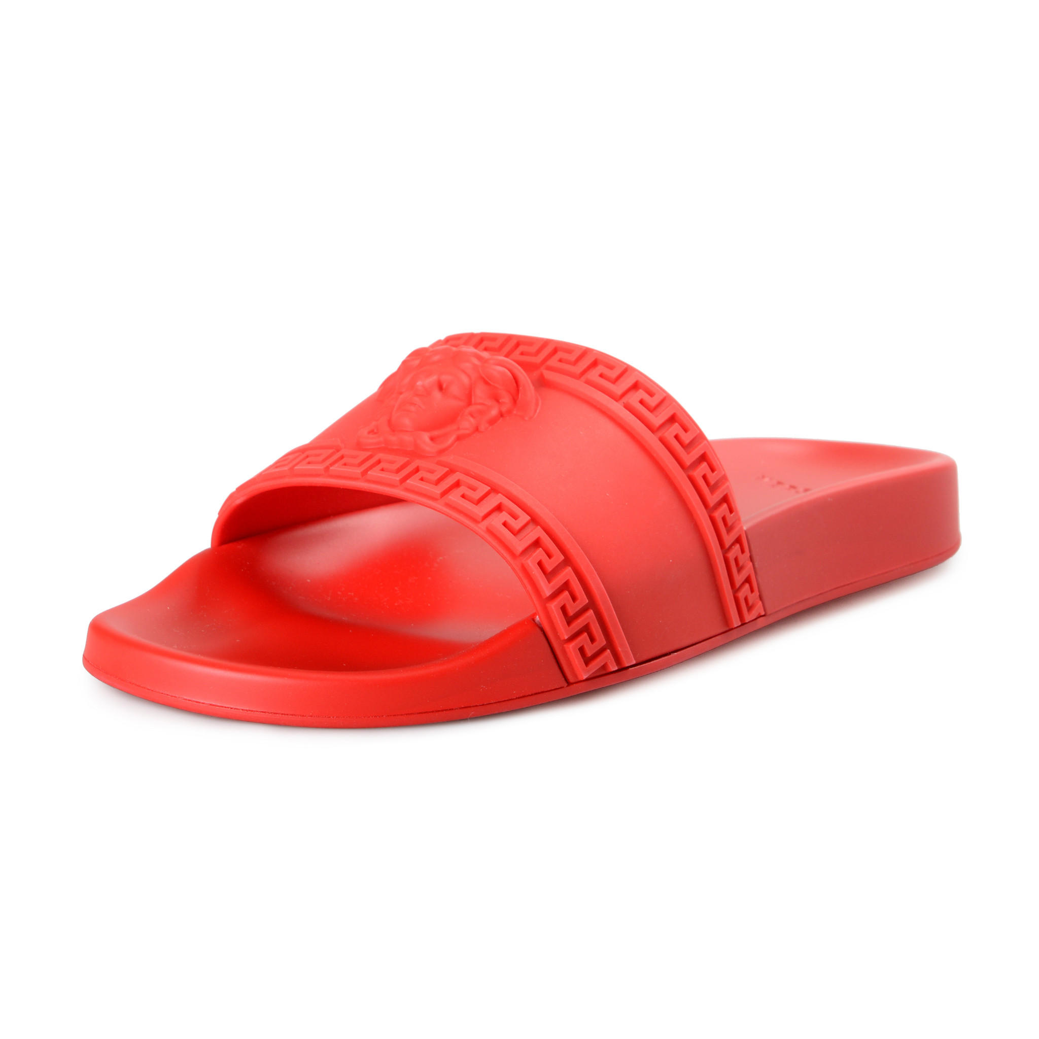 Versace Men's Bright Red Medusa Head Rubber Flip Flops Shoes US 8 IT 41 ...