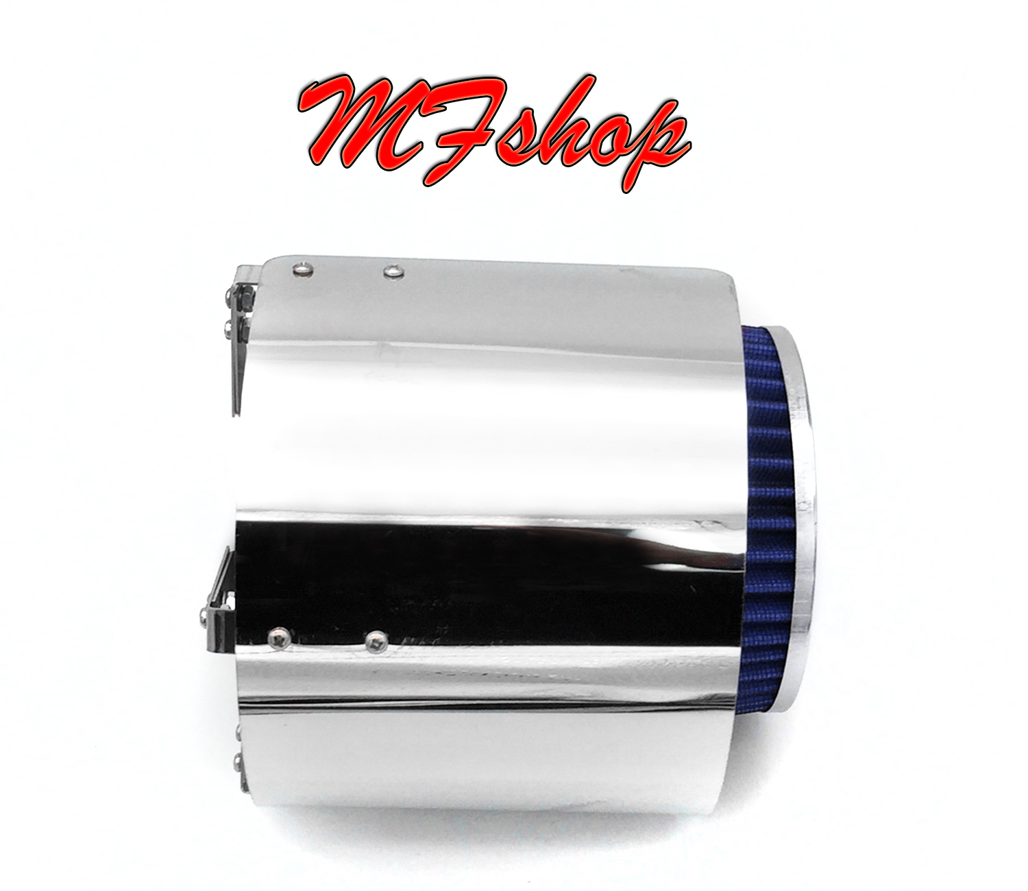 BLUE 2.75 70mm Intake Filter For Civic Del Sol CRX Accord + Chrome Heat Shield