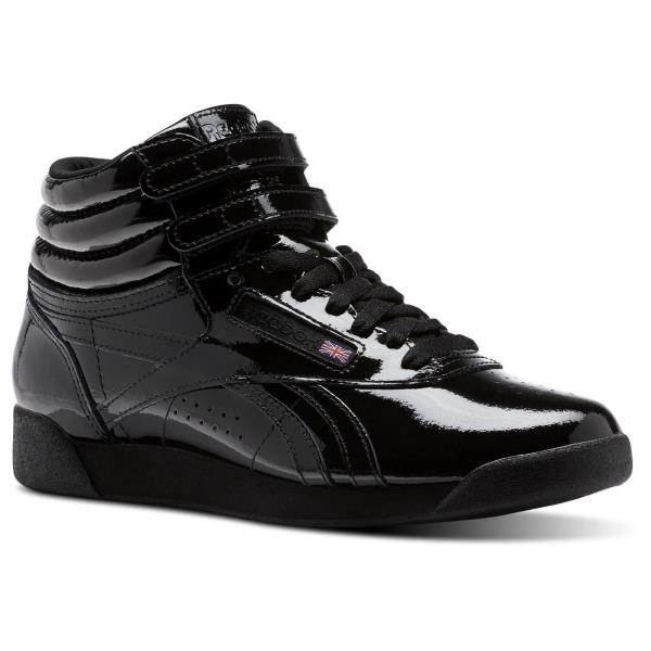 [CN2822] Womens Reebok Freestyle HI Patent Classic Sneaker - Black | eBay