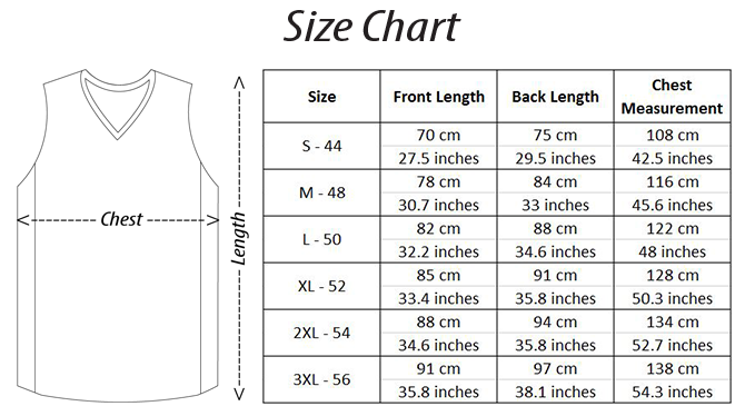 chicago bulls jersey size chart