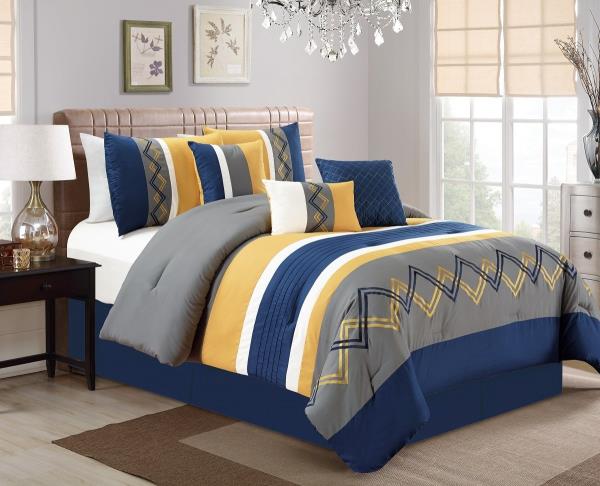 blue and gold comforter set