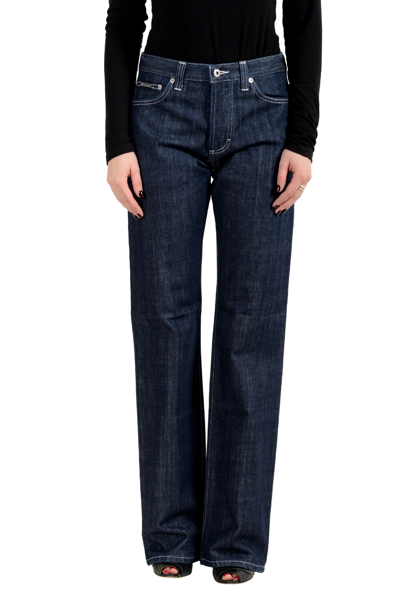 Dolce & Gabbana D&G Women's Dark Blue Painted Straight Leg Jeans | eBay