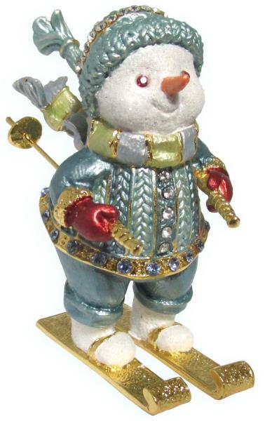 #2 Snowman Jeweled Trinket Box with Austrian Crystals