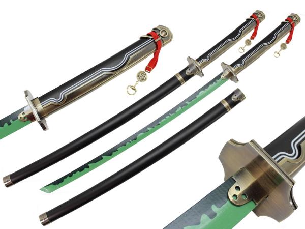 Sparkfoam Sword 39/" Foam Samurai Sword Gold//Black Handle w// wood scabbard NIB