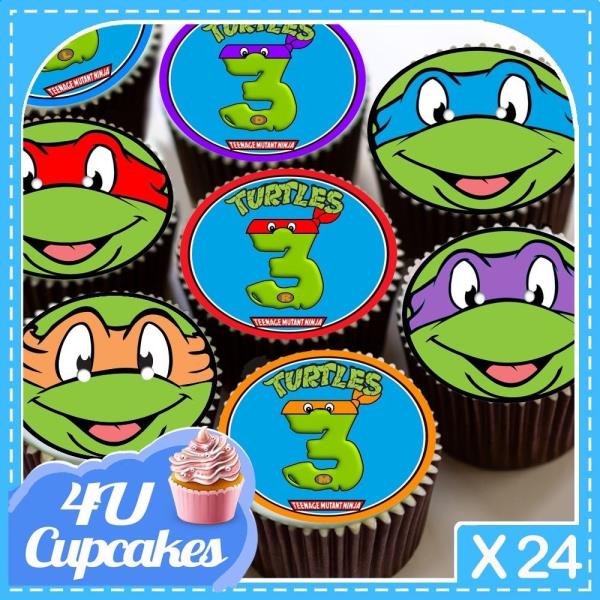 14 x 3"  Ninja Turtle Pre-Cut Stand up Edible Wafer Cupcake Toppers